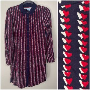 Draper James Navy Dress with Red and White Heart Stripe
